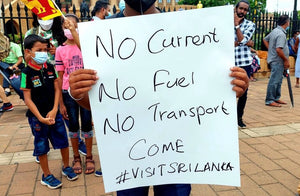Anti-Government Protestor In Sri Lanka Hold A Sign Saying 'No Current' 'No Fuel' 'No Transport' 'Come Visit Sri Lanka' | Colombo | Sri Lanka | Australian Cricket Tours