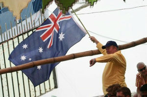 Australian Cricket Tours - Peter Holt Looks At His Watch Whilst Waving His Australian Flag, Wondering What Time Play Would Re-Start In Chittagong, During The Australia V Bangladesh Test Match In 2006 