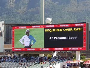 Australian Cricket Tours - Australia Test Cricket Tour To South Africa 2018 | Scoreboard At Newlands Showing The Over-Rate Is 'Level' When The Game Was 10 Overs Behind Schedule | Cape Town