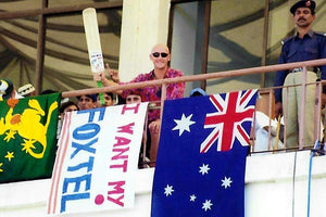 Australian Cricket Tours - At The National Stadium Karachi Displaying My Australia Flag And 'I Want My Foxtel' Sign, In 1998 | Karachi | Pakistan